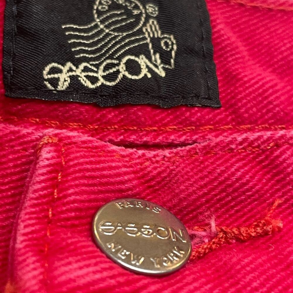 VTG Sasson High-Waist Red Jeans | Heritage-coded Button Fly Mom Denim | 26 - Picture 2 of 6